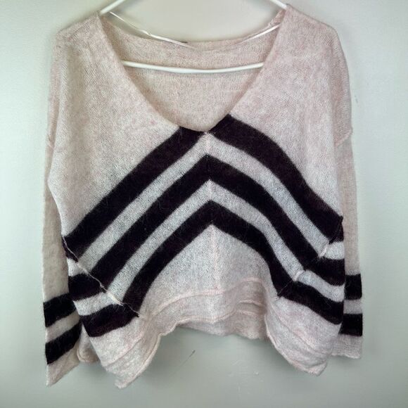Free People Striped V-Neck Sweaters Women Alpaca - Picture 2 of 10